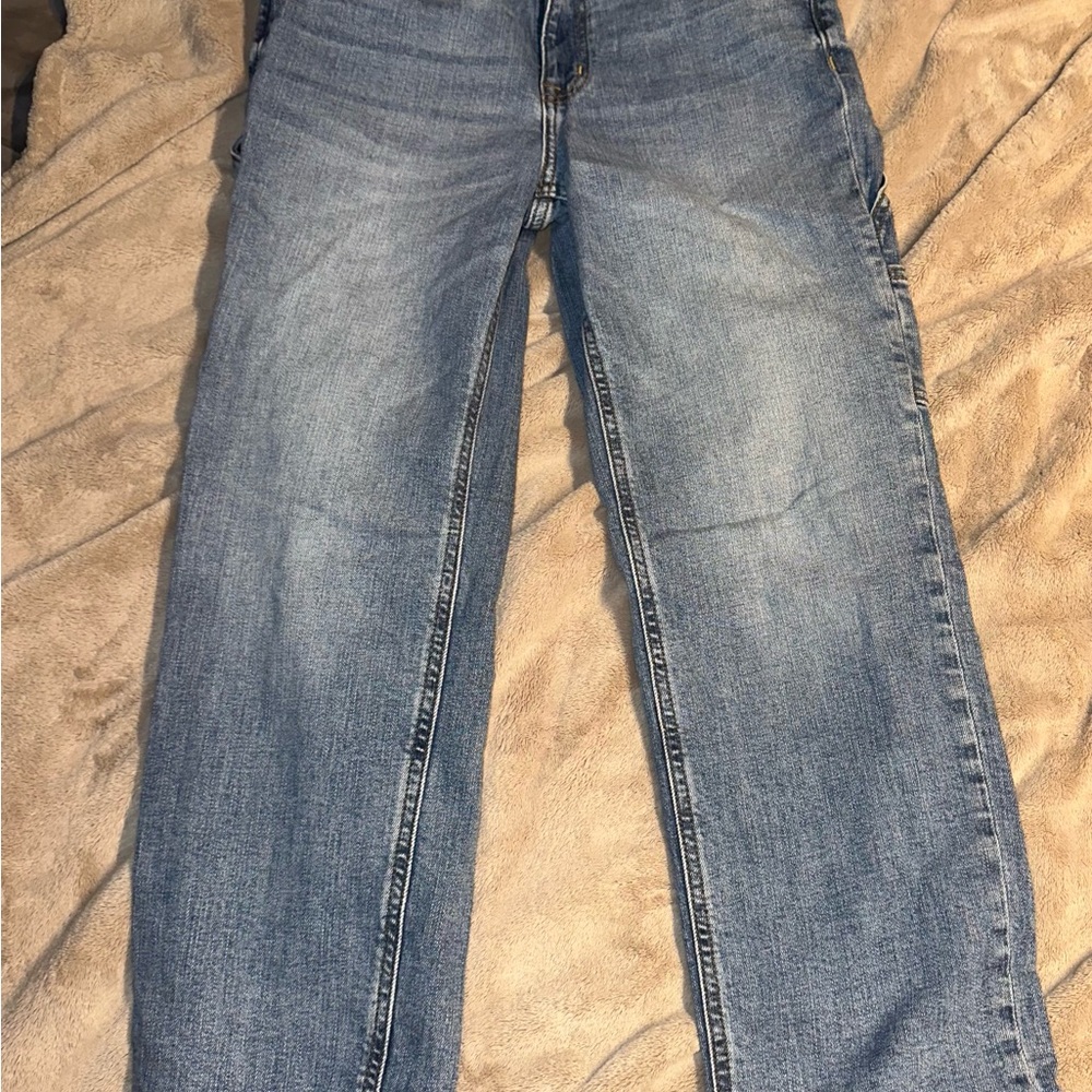 Eunina Blue Straight Jeans with Vintage-Inspired Fading